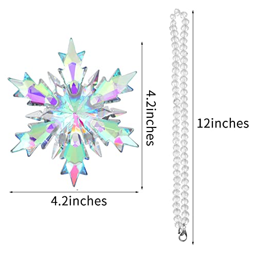 2022 Annual Christmas Ornaments Crystal Snowflake Star - Christmas Tree Ornaments Pendant Crystal Sun Catcher Home Hanging Decor (Champagne 2022) #TOP1
