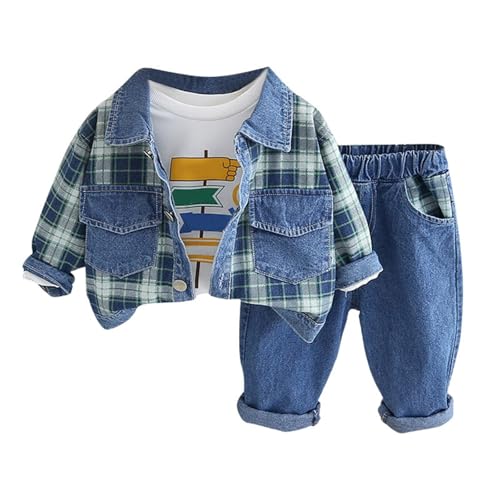 Vêtements enfants printemps automne : ensemble denim 3 pièces parfait pour l'école et les parcs