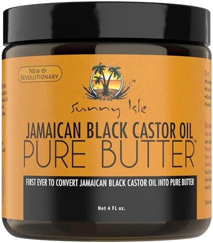 Sunny Isle Jamaican Black Castor Oil Pure Butter, 4oz | 100% Natural, Ideal for Dry Sensitive Skin and Dry Hair