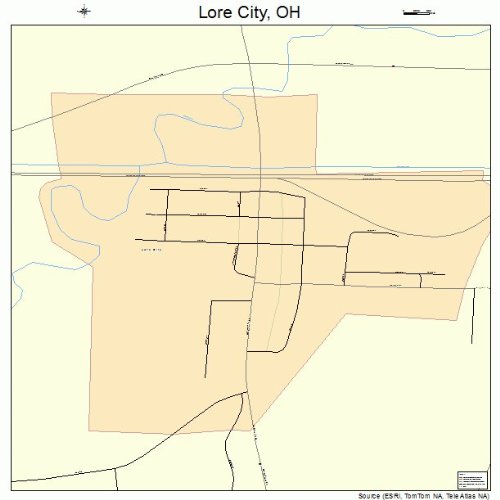 Large Street & Road Map of Lore City, Ohio OH Printed poster size