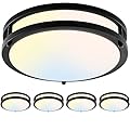 4-Pack 10Inch 30W LED Flush Mount Ceiling Light Fixtures Bright 3200LM Dimmable Ceiling Lights, 5CCT Adjustable 2700K/3000K/4000K/5000K/6500K, Ceiling Lamps for Kitchen Hallway Bathroom Bedroom Black