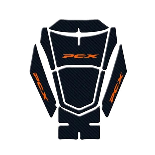 Autocollants PCX 160 de protection de réservoir moto aspect carbone orange 2021