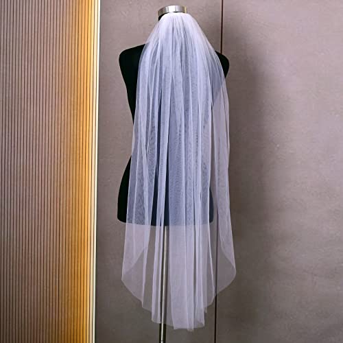 Gaodesi 1 Tier Bride Veil Fingertip Length Fingertip Length Tulle Veils With Comb For Brides And Women (White) #TOP4