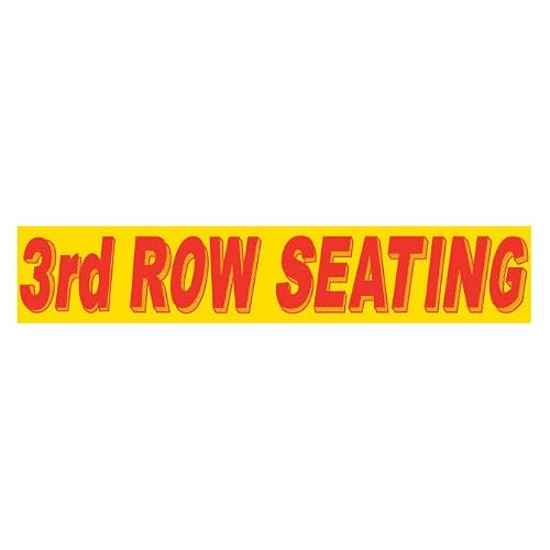 Car Window Stickers “3rd Row Seating” – Red Yellow Vinyl Auto Dealer Window Decals 14.5"×2.75" – Weatherproof Car Lot Stickers for Windshields, Vehicle Display, Retail Signage, Events – Pack of 12