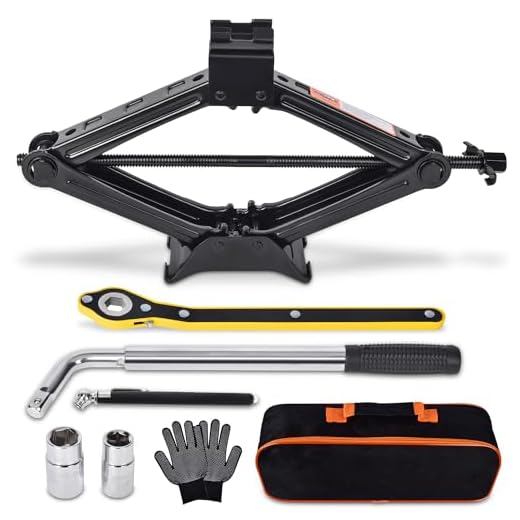 Car Jack Kit Scissor Jack for Car 2 Ton (4409 lbs) Tire Jack Tool Kit Universal Car Emergency Kit with Lug Wrench Tire Changing Kit for Car SUV (2T)