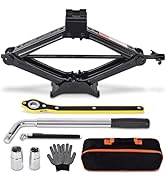 Car Jack Kit Scissor Jack for Car 2 Ton (4409 lbs) Tire Jack Tool Kit Universal Car Emergency Kit...