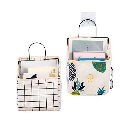 Superduo 2Pack Wall-Mounted Fabric Storage Bag Big Pocket Clothing Closet Organizer Basket Over The Door Linen Cotton Hanging Shelves Home Kitchen Box For Bedroom Bathroom Dormitory Desktop #TOP6