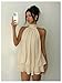 Verdusa Women's Chiffon Halter Drop Waist Wedding Guest Dresses Ruffle Summer Mini Dress Brunch Outfits Beige X-Large