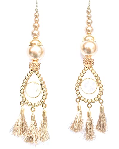X-Mas Celebration Dress Latkan Home Decor Accessories Diy Decor Curtains Cushions Tassel 1 Pair Saree Blouse Tassels Saree Latkans For Lehenga (Gold 5, 5" Inch) #TOP7