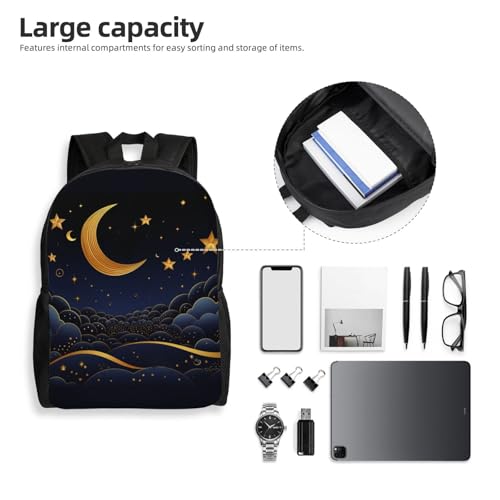 Mochila Unisex Estrellas y Luna Impermeable para Senderismo miniatura 6
