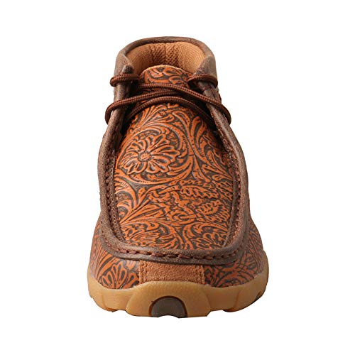 Image of Twisted X Women's Chukka Leather Driving Moccasins, Tan /Tooled, 7 Medium