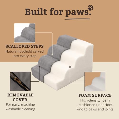 Image of Snoozer Scalloped Dog Ramp, 14 inch Tall Foam Pet Stairs, 3 Steps, Anthracite