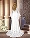 Women's Lace Wedding Dresses for Bride with Train Long Sleeve Wedding Dress V Neck Boho Bridal Gown Size 8 Ivory
