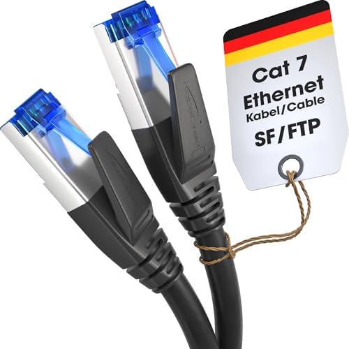 KabelDirekt – Cat-7-Netzwerkkabel – 10m – 10 Gigabit, RJ45, Schwarz | Cat-7-LAN-/Patchkabel bis 10Gbit/s – für Highspeed-Netzwerke, PC, Router, Switch & Modem, RJ45