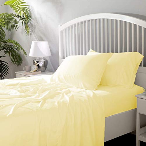 Image of YRM Bedding's - Egyptian Cotton Bedsheet 400-TC Premium Hotel Quality 1 Bedsheet (66x96) + 2 Pillow Covers (18x28) - (Single Bed Size, Ivory (Cream) Color)