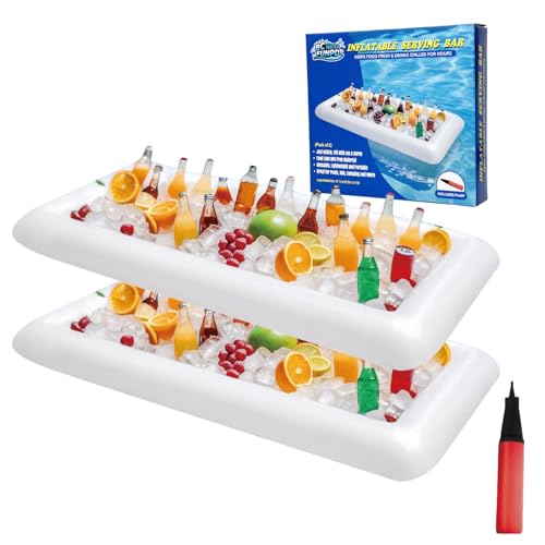 Aufblasbare Servierbars, 2 Stück, aufblasbare Poolbar, Eisbuffet, Poolkühler, Partykühler, hält Lebensmittel Getränke Salat kühl bei Outdoor-Party, Picknick, aufblasbarer Kühler für Partys