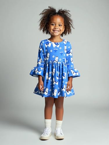 Image of Girls Long Sleeve Ruffled Dresses for Toddlers and Kids