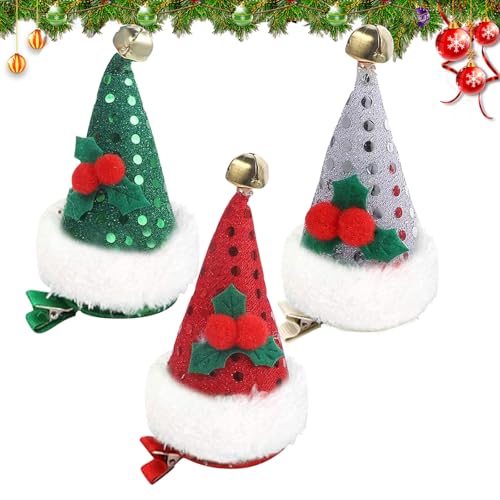 SOETDERT Haarspange Weihnachten, 3 Stück Mini Weihnachtsmütze...