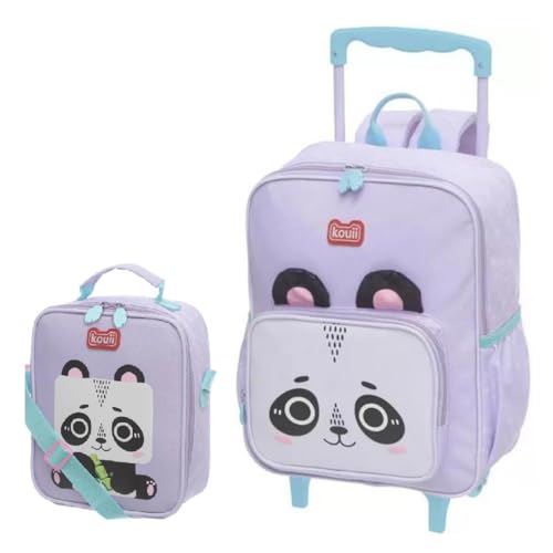 Kit Mochila De Rodinha Kouii Filhotiis Panda+Lancheira
