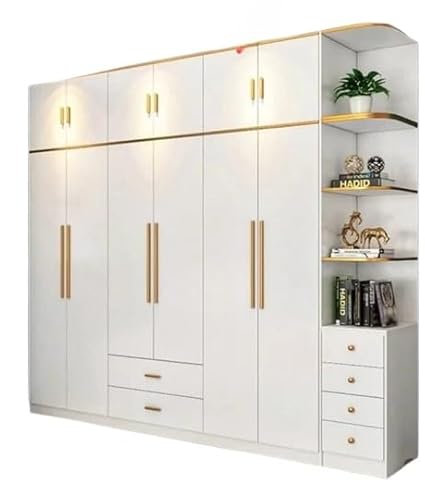 Wooden Almirah with Shelves and Drawers,White Cupboard for Clothes
