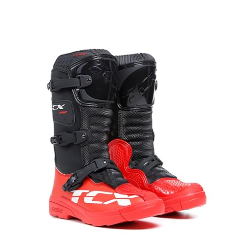 TCX Men's Biker Boots Motorcycle Boat, Black/Red, 5.5