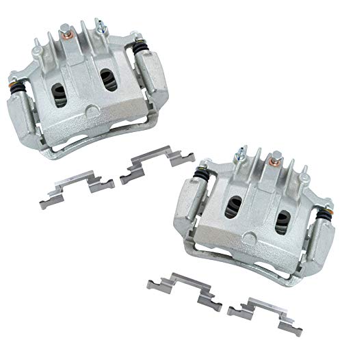 Image of TRQ Rear Driver and Passenger Side Brake Caliper Set Caliper Brackets Hardware Compatible with 00-05 Ford Excursion 00-04 Ford F-250 Super Duty 00-04 F-350 Super Duty