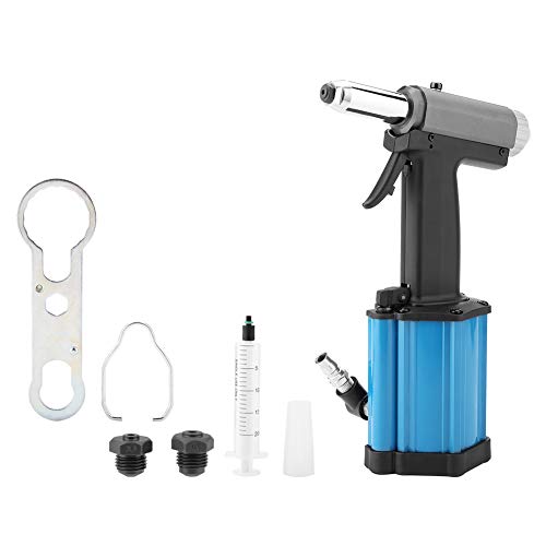 Akozon Pneumatic Rivet Gun Industrial Air Pneumatic Blind Rivet Gun KP-715 Riveter Kit Set 2.4mm(3/32in)-4.8mm(3/16in)