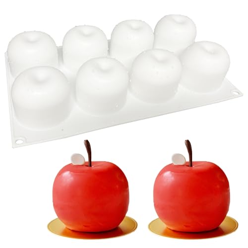 duoyif Apple Silicone Mould, Apple Baking Mould for Chocolate Cake Mousse Pastry Cake Decor Dome Mousse, White