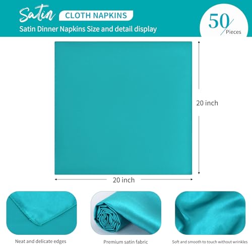 50 servilletas de tela satinadas turquesa 50x50 cm miniatura 3
