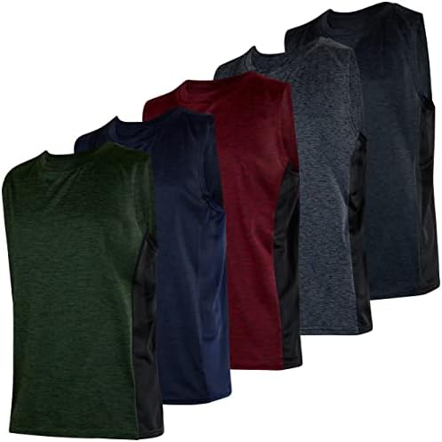 5 Pack: Boys Active Quick Dry Fit Tank Top Tops Shirts Boy Tshirts Kids Muscle Tees Summer Tanks Jersey Sleeveless Sports Gym Workout Running Athletic Undershirt Breathable Hiking Set 4,L(14)