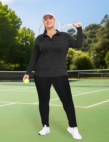 FOREYOND Plus Size Workout Tops for Women Long Sleeve Quarter Zip Pullover Althetic Golf Polo Shirts Yoga Gym Clothes2