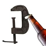 Metal C Clamp Beer Bottle Opener - Handheld Cast Iron Clamp Style Bar Tool for Home, Kitchen, Garage, and Man Cave Decor - Bartender Accessories, Barware, Cool Dad Gifts - Gifts for Men