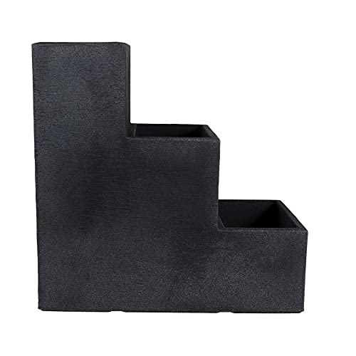 Spetebo Escalera de flores de tres niveles antracita - 60x59x27 cm - Macetero XXL de plástico para plantas, macetero, escalera para plantas, soporte para flores