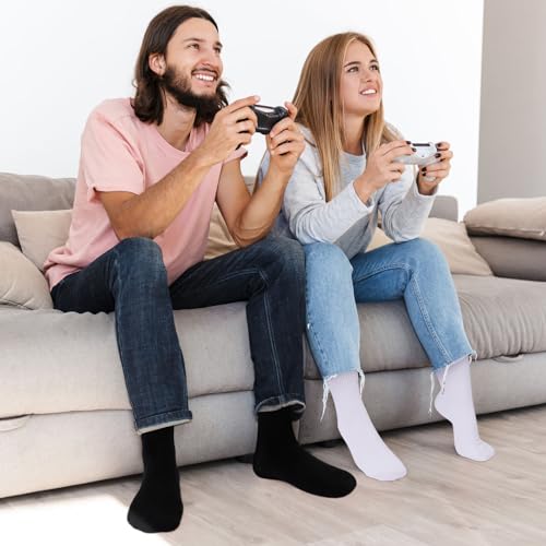 Zuimei 6 Pairs Mens Socks Multipack - Striped Crew Socks for Men Women, Soft Cotton Socks Breathable Sports Socks Black White Socks Comfortable for Work School Casual Walking