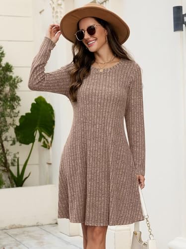 BELAROI Fall Dresses Plus Size Long Sleeve Casual Short Sweater Dresses with Pockets Winter Outfits4