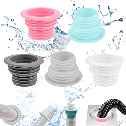 Lot de 5 Bouchons en Silicone pour Tuyau de vidange de Machine à Lave, Joint d'Étanchéité pour Tuyau d'Égout,Bouchon D'étanchéité Déodorant, pour Cuisine, buanderie, Salle de Bain, Baignoire, Cuisine