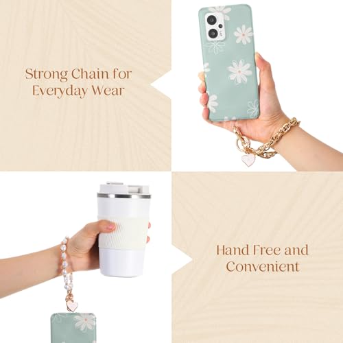 Landical 2 Pcs Beaded Phone Wrist Strap Bracelet Strap Cell Phone Charms with 3 Tether Tabs Chain Wristlet for Women Men Wallet Keychain Camera(Pearl Double Chain A) - image 5