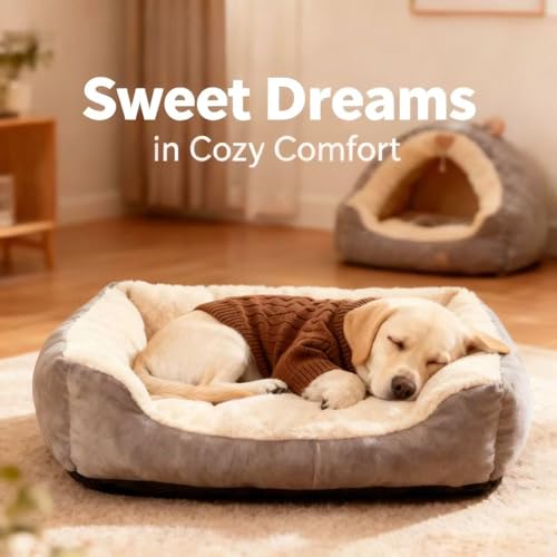 Image of Small /Medium Dog Sweater, Warm Dog Winter Coat w /Sleeves, Comfortable High Neck Premium Dog Clothes for Labrador-Best for Holidays, Daily Walks XL Brown