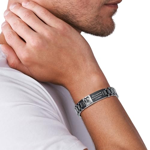 Personalized Picture Bracelet for Men - Free Engraved Customized Photo Bracelets,Hypoallergenic Stainless Steel Adjustable Wristband,Trendy Custom Engraving Photo/Text/Name Bracelet Jewelry for Him3