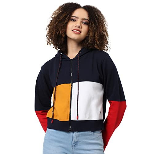 Image of PINACOLADA Women Cotton Zipper Sweatshirt Relaxed Fit for Casual Wear | Full Sleeves | Stylish Sweatshirt Crafted with Comfort Fit and High Performance for Everyday Wear