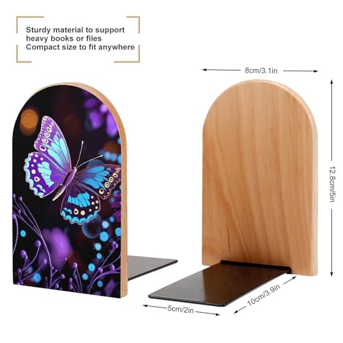 Sujetalibros de madera resistentes con base de metal para estantes 3