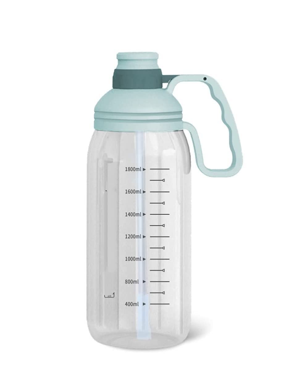 Bouteille d'eau Tasse À Eau En Paille Super Grande Capacité Bouteille D'eau Fitness Sports Portable Résistance Aux Chutes Bouteille D'eau 1800ML Bouteille Isotherme Gourde Sport ( Blue : Light blue ,