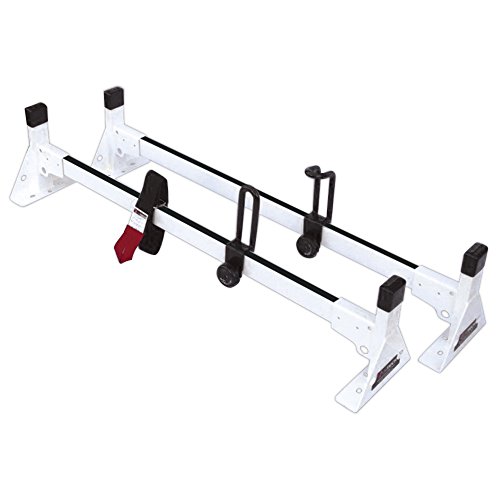 Steel H1 Low Profile 2 Bar Ladder Roof Rack for a Transit Connect 2014-Newer White