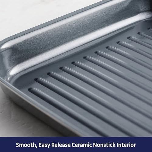 Tramontina Utsava Tri-Ply Clad Stainless Steel 10-Inch Square Grill Pan with Ceramic Non Stick Interior, Induction-Ready - Thumbnail 5