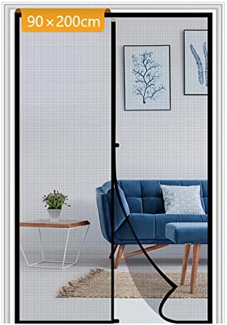 Yotache Magnetic Screen Door 90 x 210 cm, Reinforced Fiberglass Anti-Tearing Insect Fly Mesh for Back Door Pet Friendly Easy to Install, Black