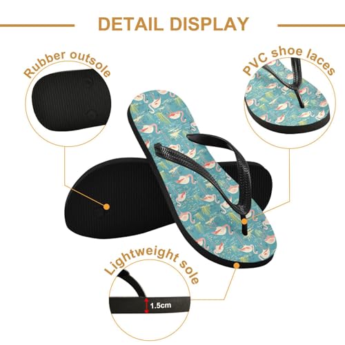 ALAZA Flamingo Birds Flip Flops for Women Fashion Beach Slippers Comfort Mens Flip Flops Non-Slip Rubber Shower Slippers Sandal for Hotel Travel Sport,XS3