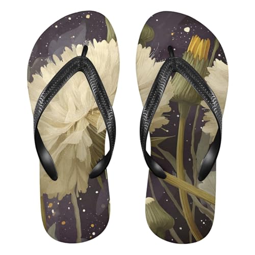 White Flower Painting Flip Flop Sandal for Women Men, Casual Beach Slippers Indoor Outdoor XS