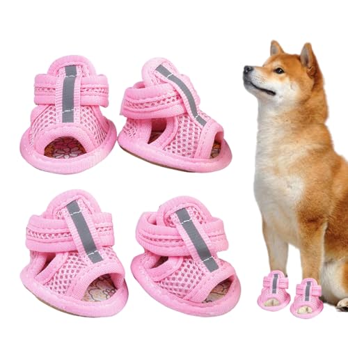 子犬用シューズ | 4足セット 滑り止め ペット用ブーツ 小型犬中型犬大型犬対応,パピーブーツ 舗装路 庭 道路 ハイキング 夜間外出 屋内 ホーム 公園 日常 アウトドア用ペット用品