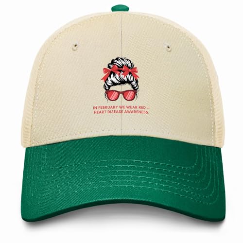 We Wear Red Heart Disease Trucker Cap for Mom