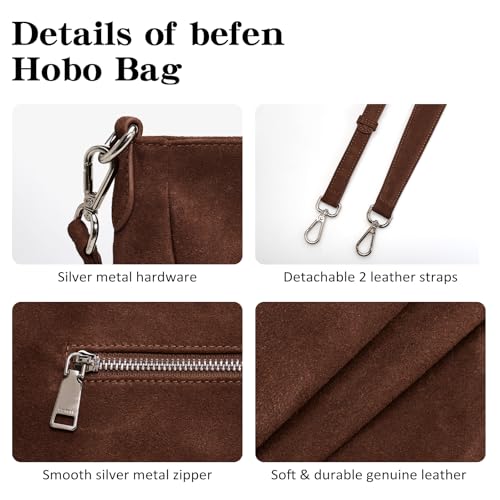 Image of befen Soft Genuine Leather Hobo Bags Purse for Women Crossbody Shoulder Bag